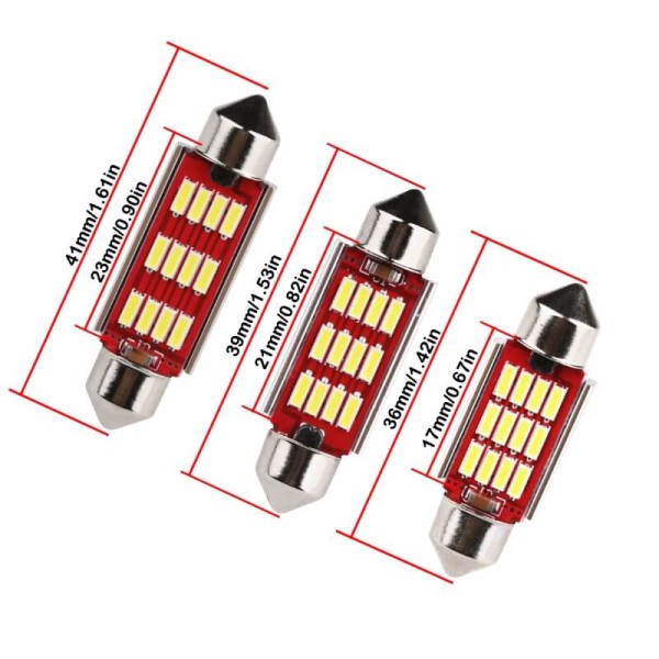 Led bulb C5W FESTOON 12 smd 4014 CANBUS, 41 mm, white color